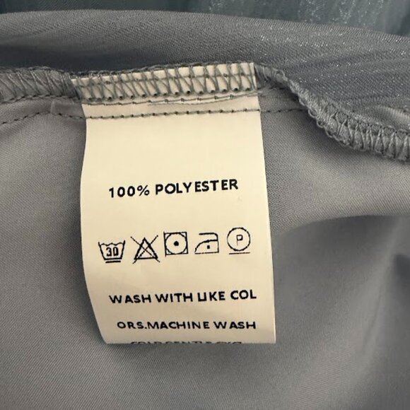 Light Blue Pearl Embellished Sheer Blouse – Long Sleeve Elegant Top - Picture 6 of 7